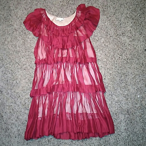 Burgandy ruffle dress - Picture 1 of 3